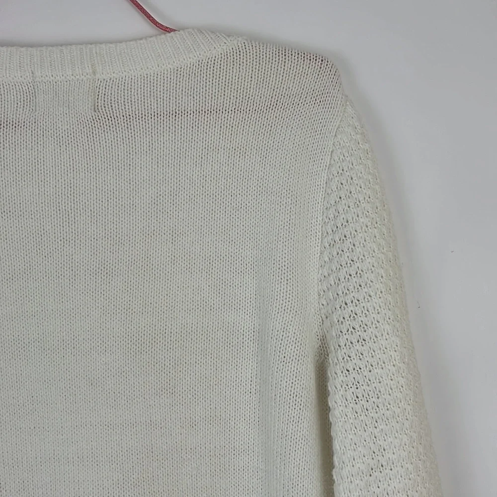 HIPPIE ROSE long sleeve women’s cable knit sweater ivory L - Picture 6 of 10
